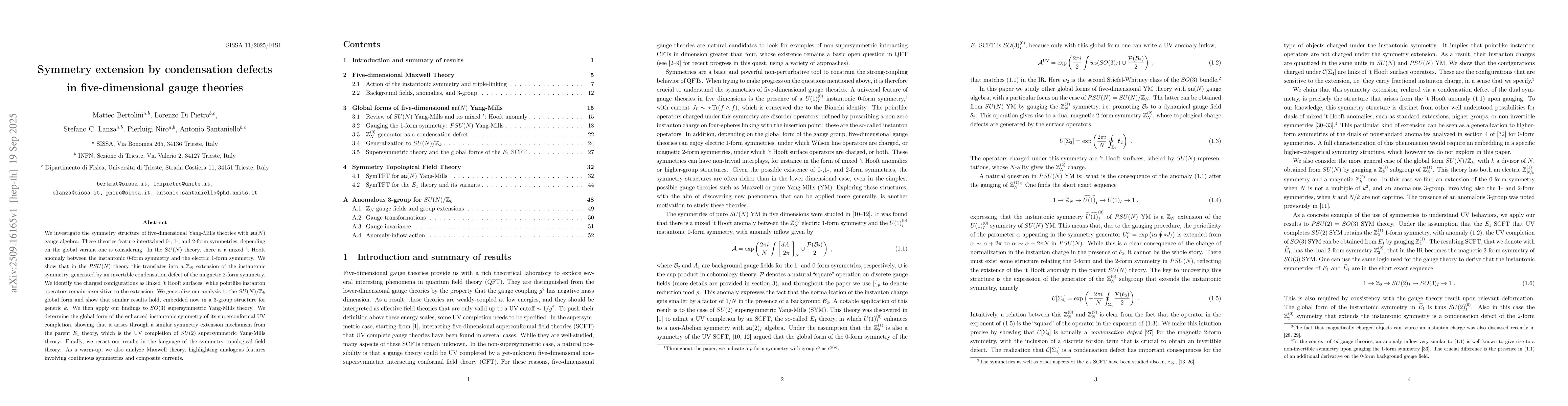 Thumbnail for Symmetry extension by condensation defects in five-dimensional gauge
  theories