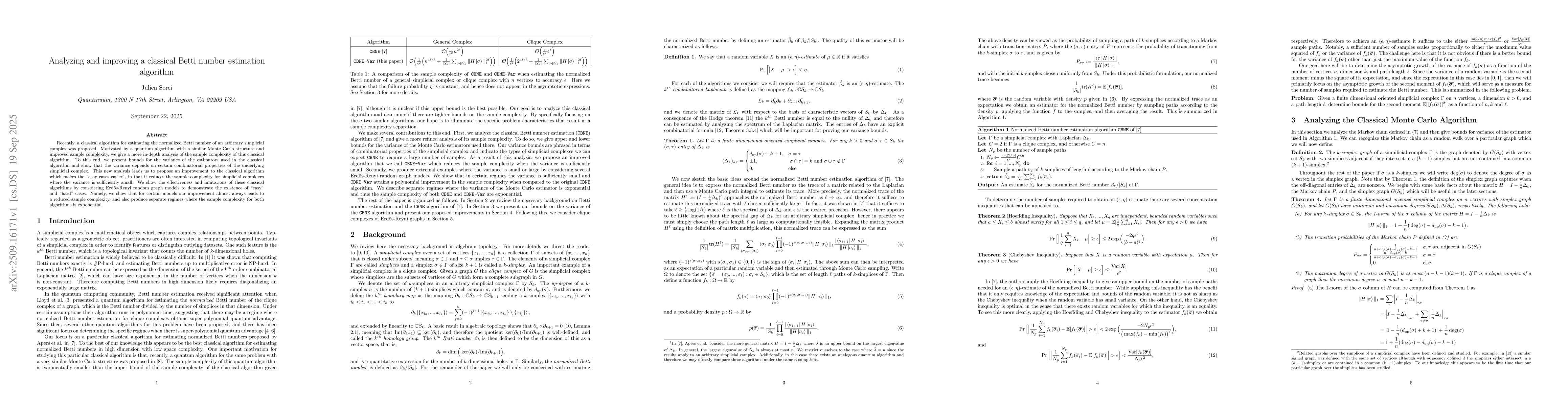 Thumbnail for Analyzing and improving a classical Betti number estimation algorithm
