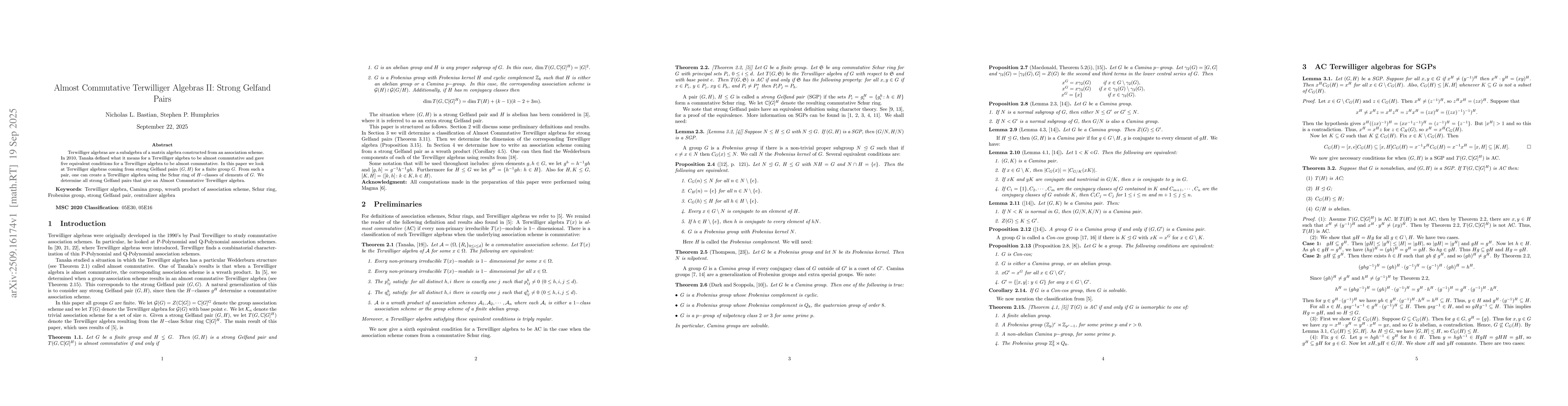 Thumbnail for Almost Commutative Terwilliger Algebras II: Strong Gelfand Pairs