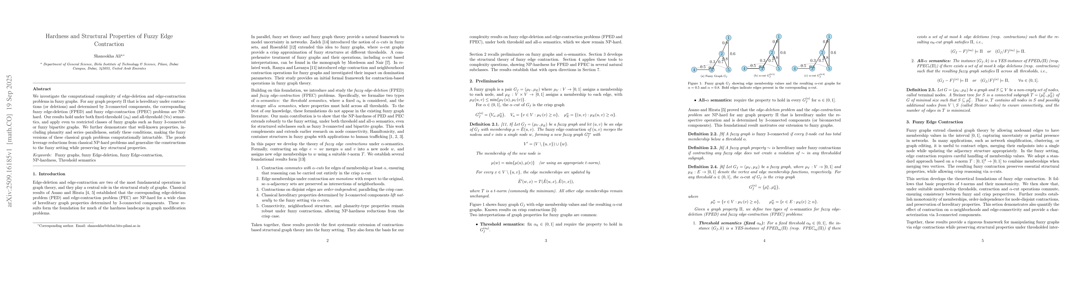 Thumbnail for Hardness and Structural Properties of Fuzzy Edge Contraction