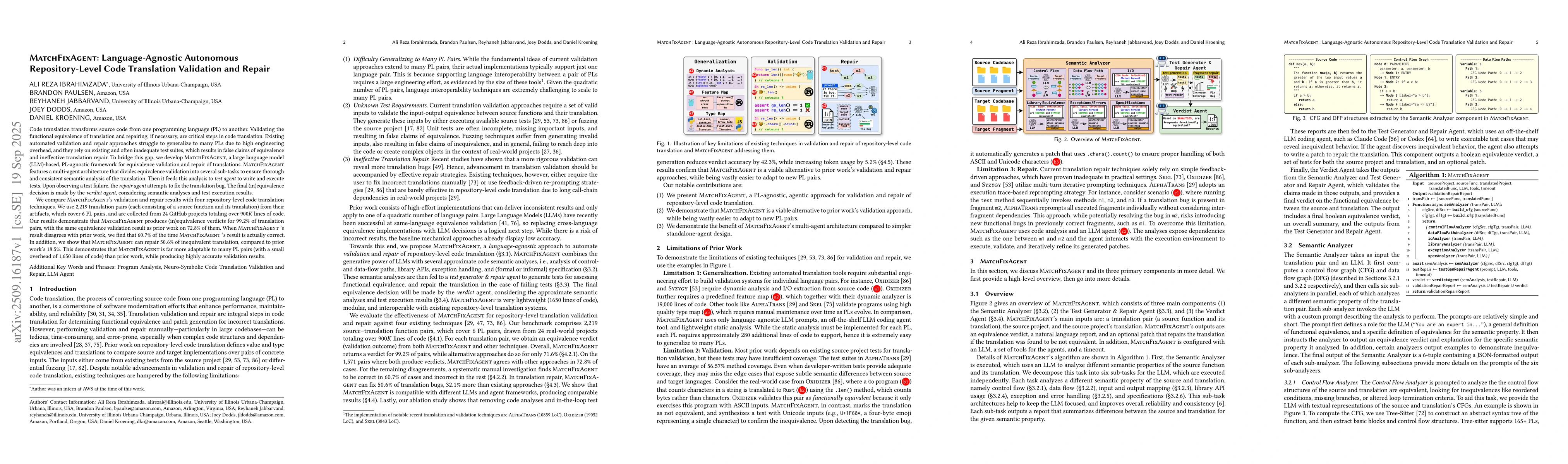 Thumbnail for MatchFixAgent: Language-Agnostic Autonomous Repository-Level Code
  Translation Validation and Repair