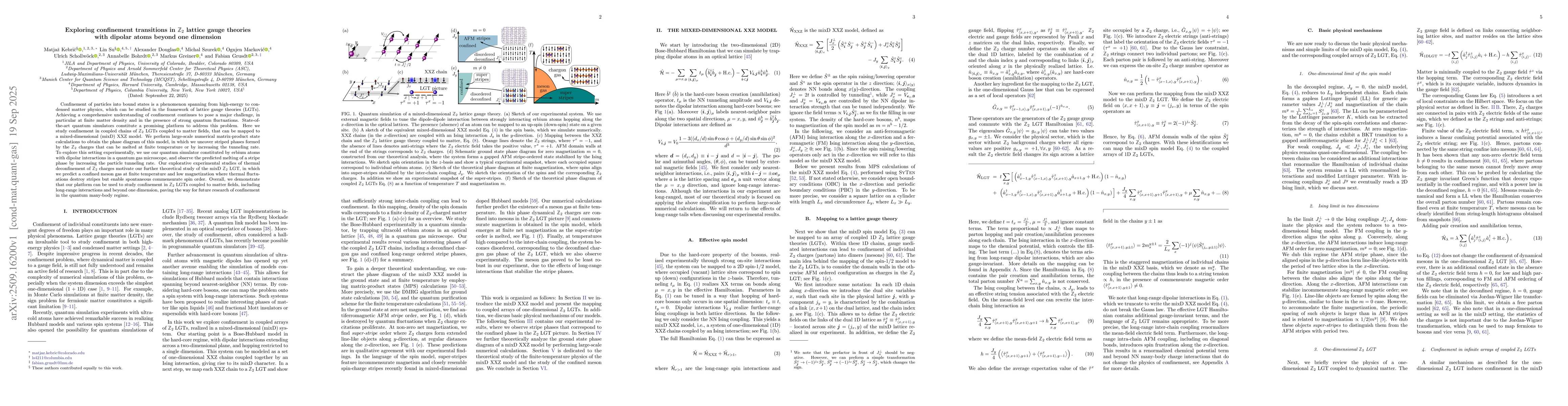 Thumbnail for Exploring confinement transitions in $\mathbb{Z}_2$ lattice gauge
  theories with dipolar atoms beyond one dimension