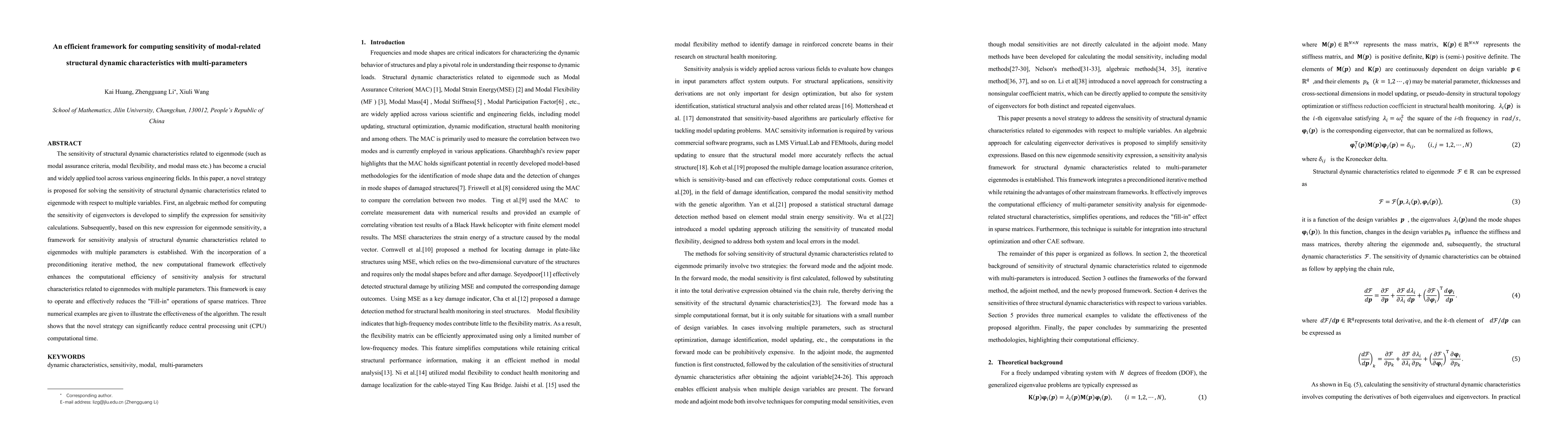 Thumbnail for An efficient framework for computing sensitivity of modal-related
  structural dynamic characteristics with multi-parameters