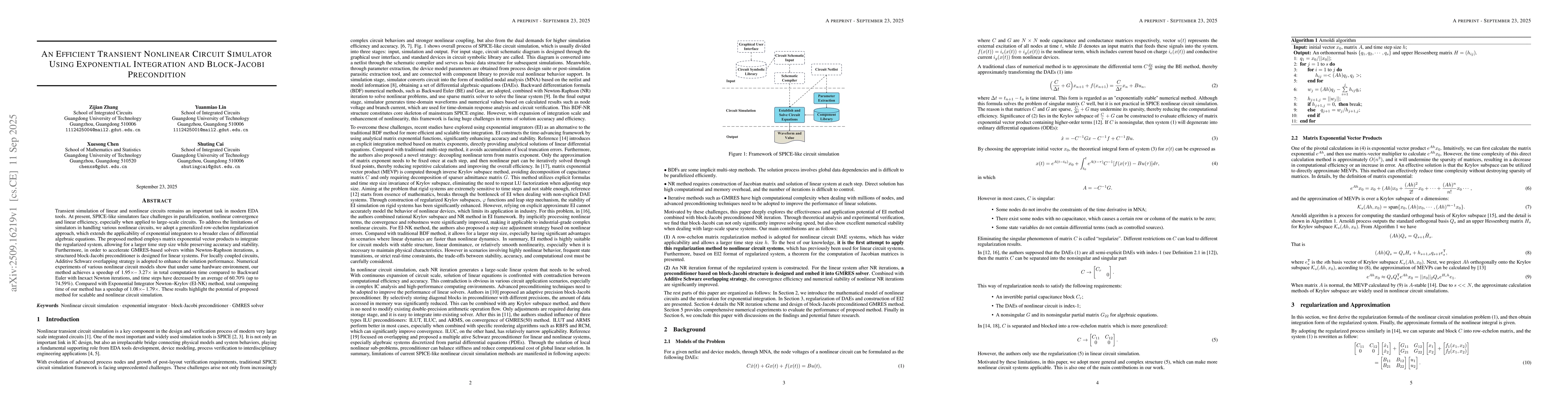 Thumbnail for An Efficient Transient Nonlinear Circuit Simulator Using Exponential
  Integration and Block-Jacobi Precondition