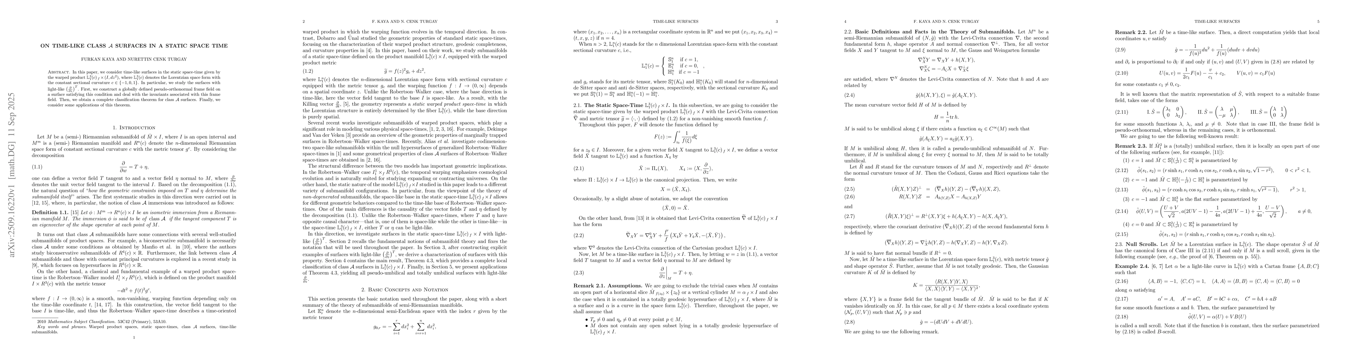 Thumbnail for On Time-Like Class $\mathcal A$ Surfaces in a Static Space Time