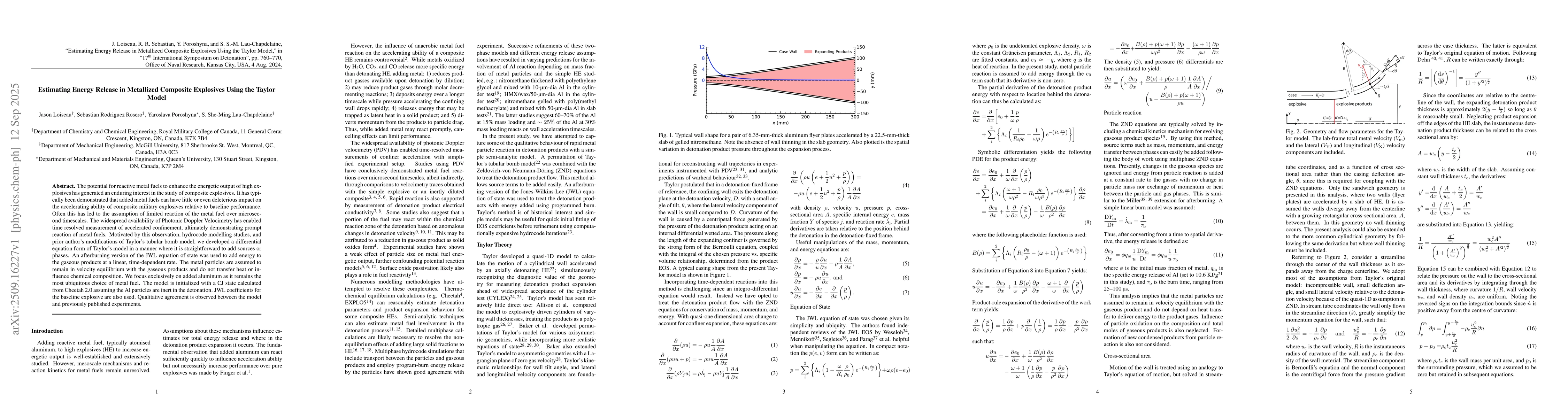 Thumbnail for Estimating Energy Release in Metallized Composite Explosives Using the
  Taylor Model
