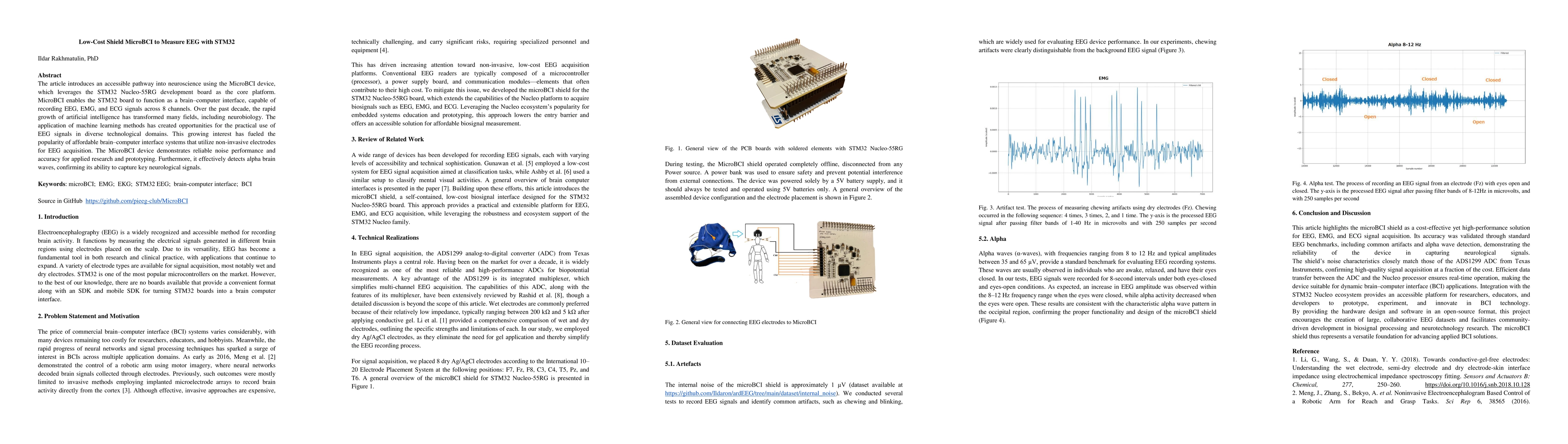 Thumbnail for Low-Cost Shield MicroBCI to Measure EEG with STM32