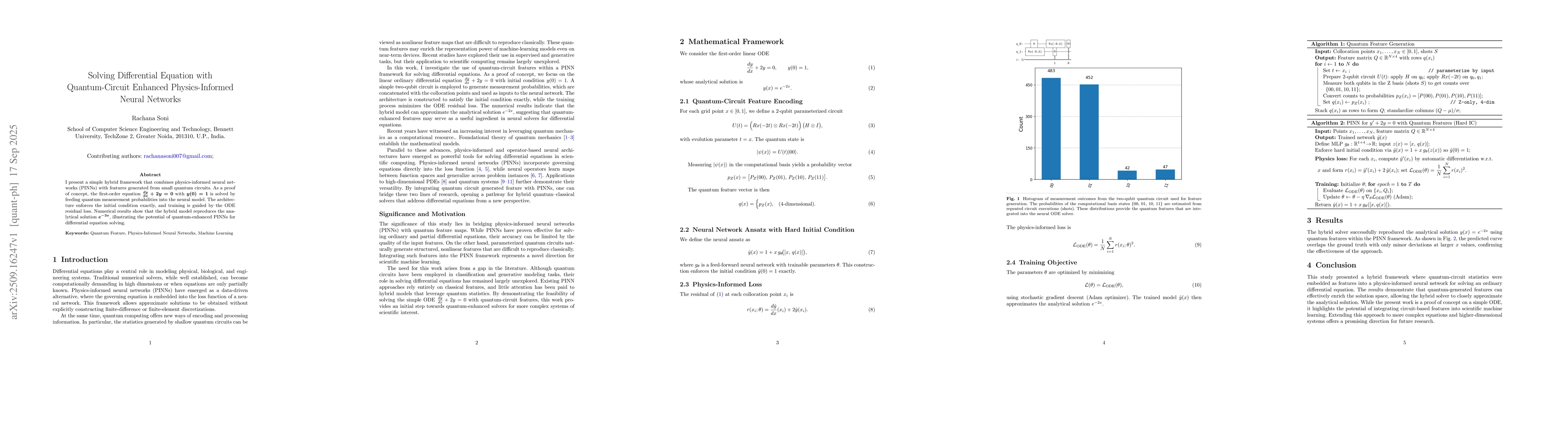 Thumbnail for Solving Differential Equation with Quantum-Circuit Enhanced
  Physics-Informed Neural Networks