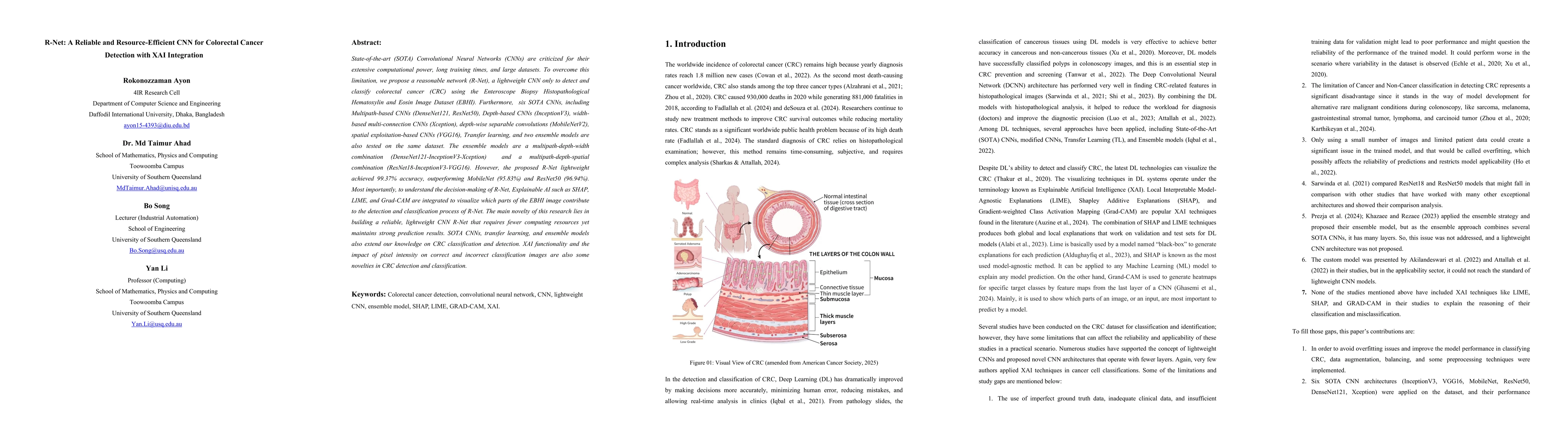 Thumbnail for R-Net: A Reliable and Resource-Efficient CNN for Colorectal Cancer
  Detection with XAI Integration