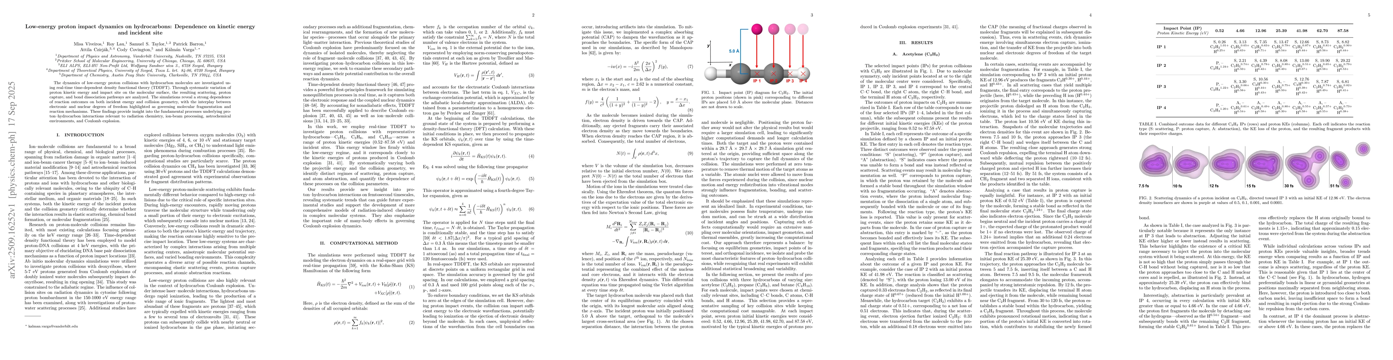 Thumbnail for Low-energy proton impact dynamics on hydrocarbons: Dependence on kinetic
  energy and incident site