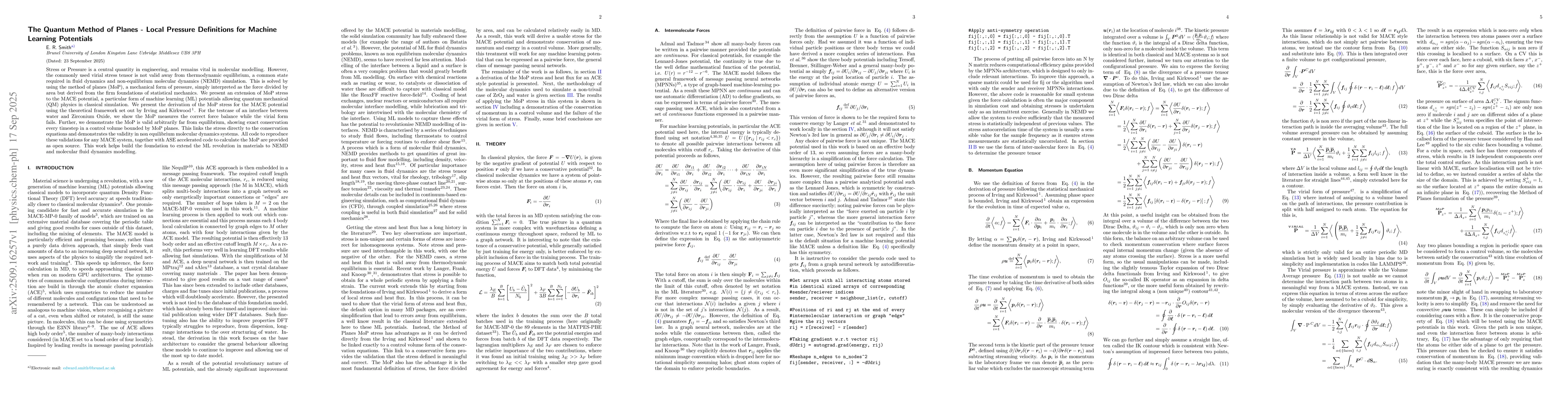 Thumbnail for The Quantum Method of Planes - Local Pressure Definitions for Machine
  Learning Potentials