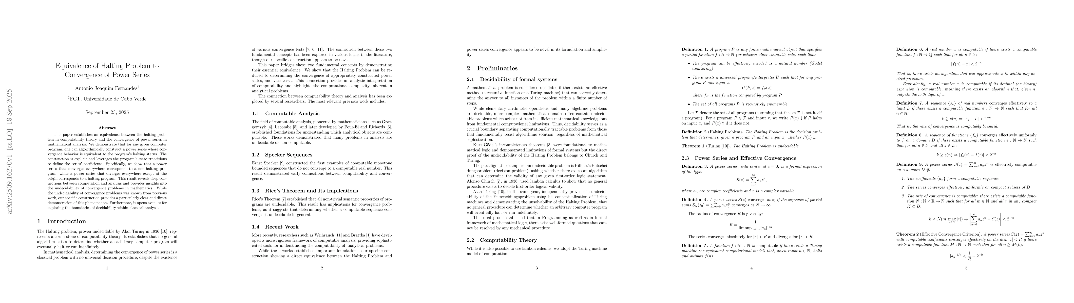 Thumbnail for Equivalence of Halting Problem to Convergence of Power Series