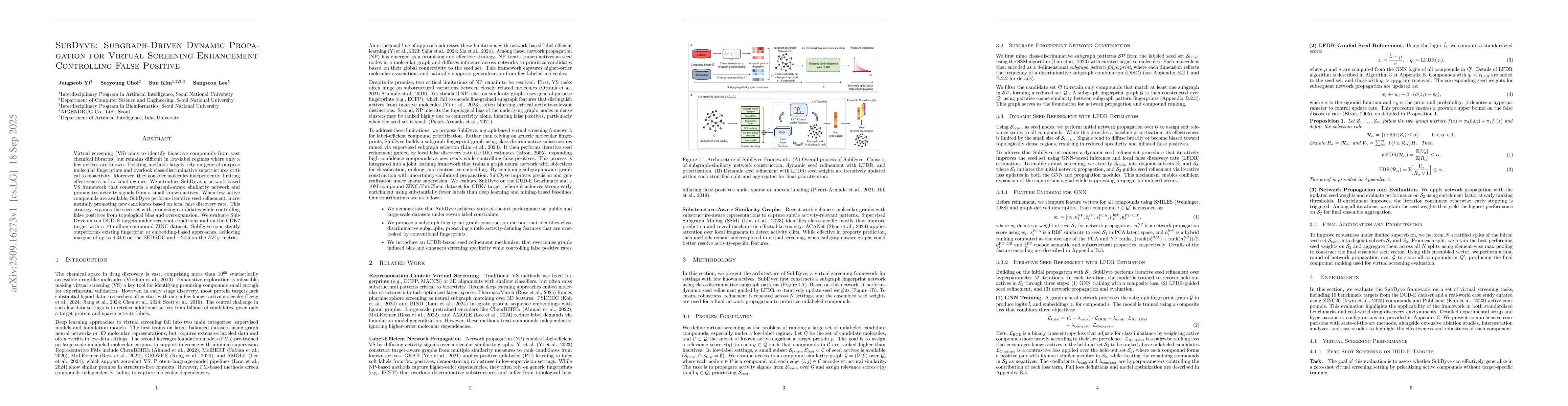 Thumbnail for SubDyve: Subgraph-Driven Dynamic Propagation for Virtual Screening
  Enhancement Controlling False Positive