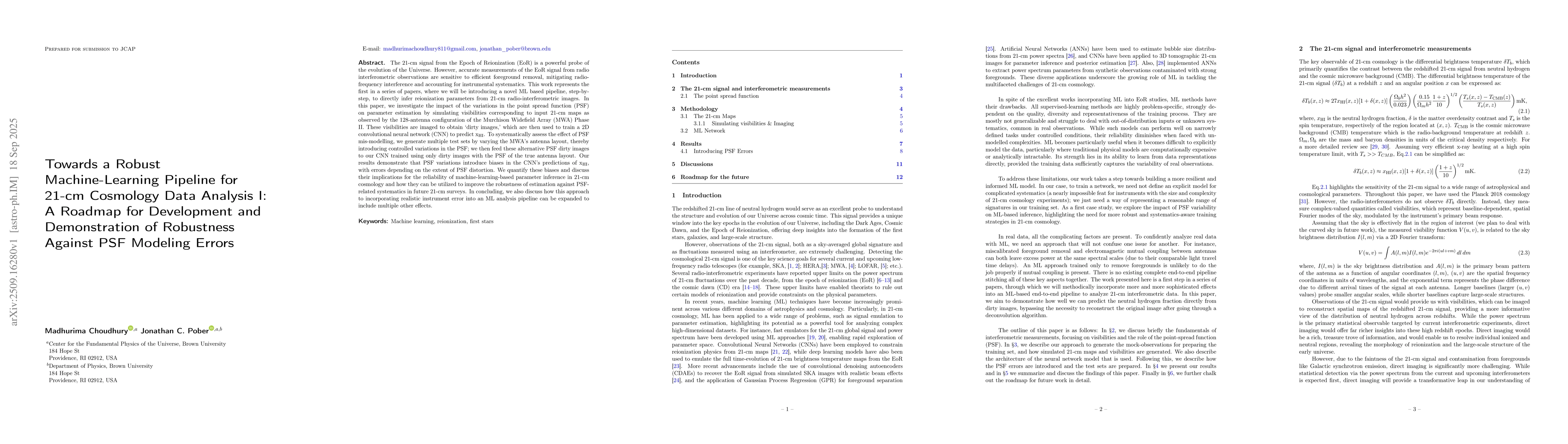 Thumbnail for Towards a Robust Machine-Learning Pipeline for 21-cm Cosmology Data
  Analysis I: A Roadmap for Development and Demonstration of Robustness Against
  PSF Modeling Errors