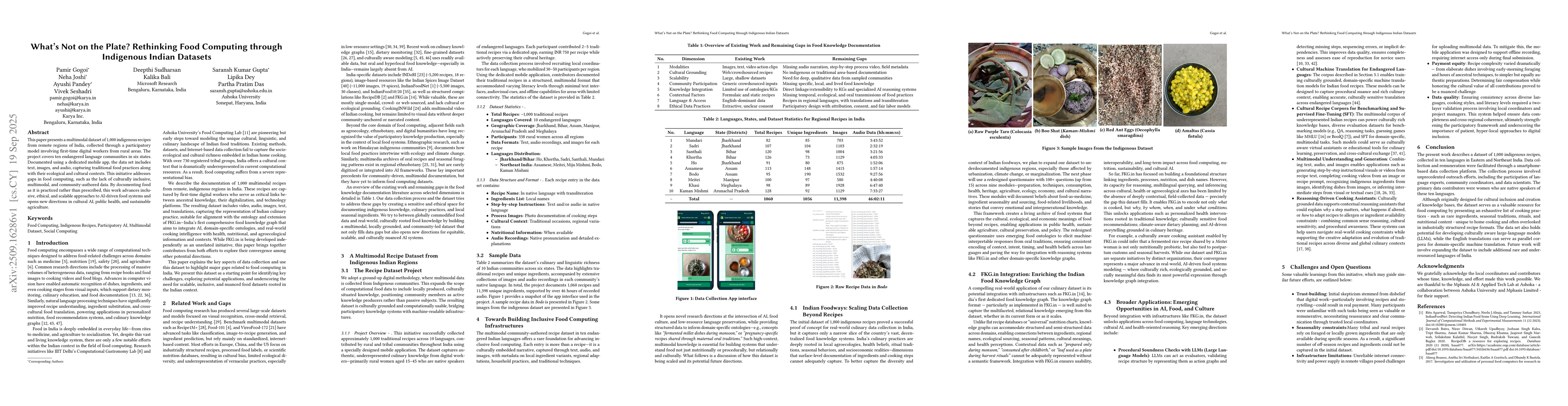 Thumbnail for What's Not on the Plate? Rethinking Food Computing through Indigenous
  Indian Datasets