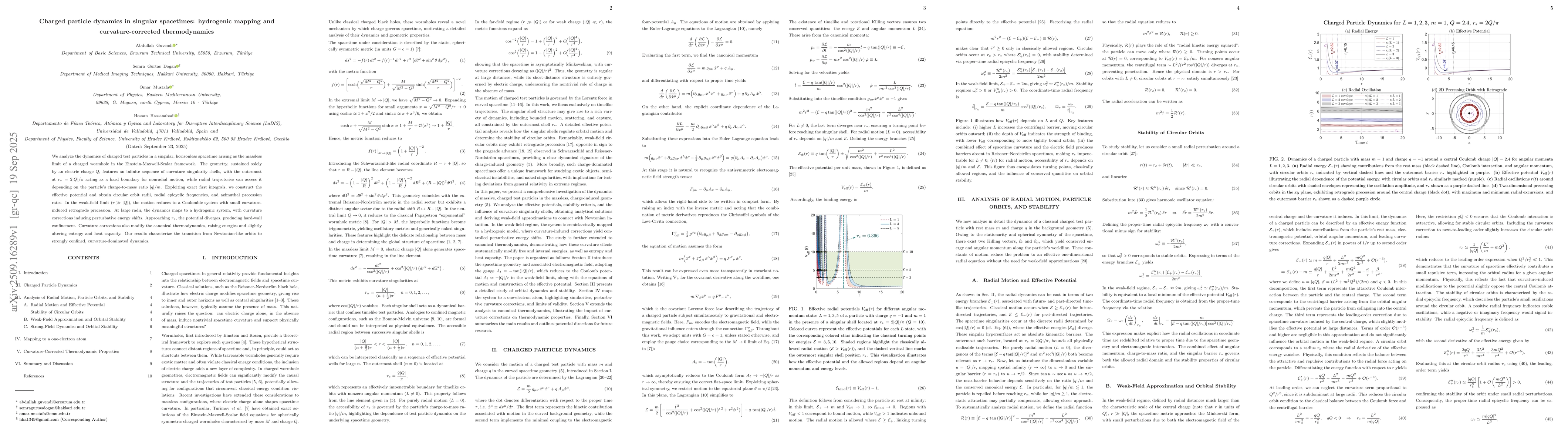 Thumbnail for Charged particle dynamics in singular spacetimes: hydrogenic mapping and
  curvature-corrected thermodynamics