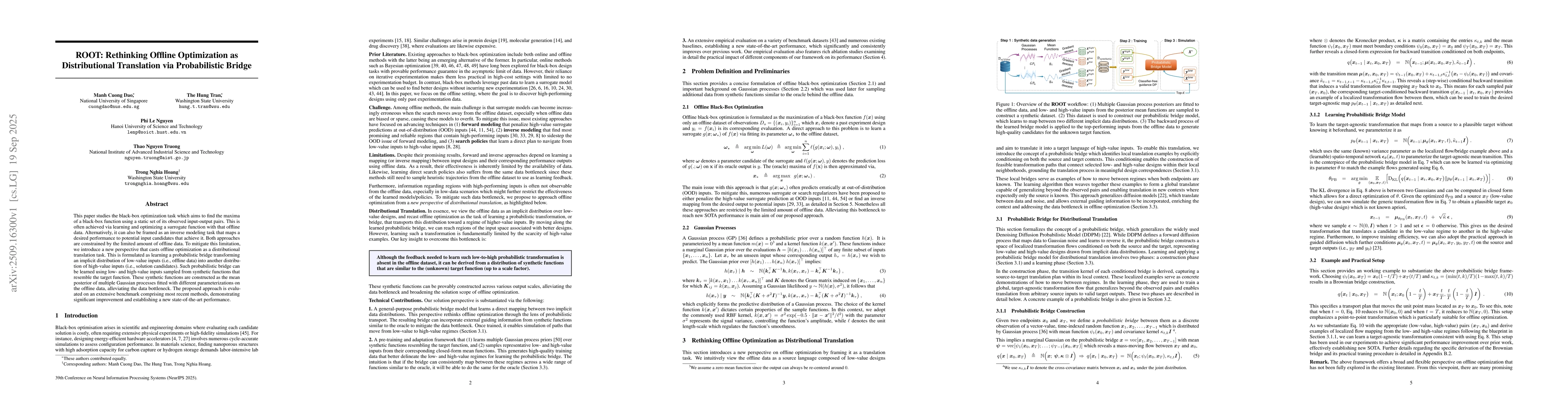 Thumbnail for ROOT: Rethinking Offline Optimization as Distributional Translation via
  Probabilistic Bridge