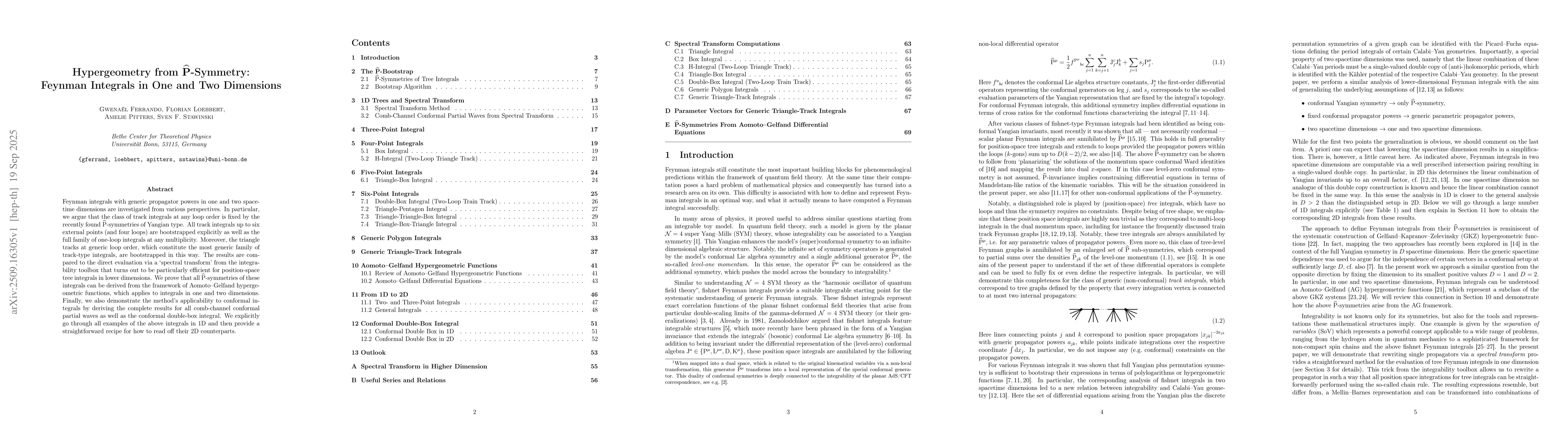 Thumbnail for Hypergeometry from $\mathrm{\widehat P}$-Symmetry: Feynman Integrals in
  One and Two Dimensions