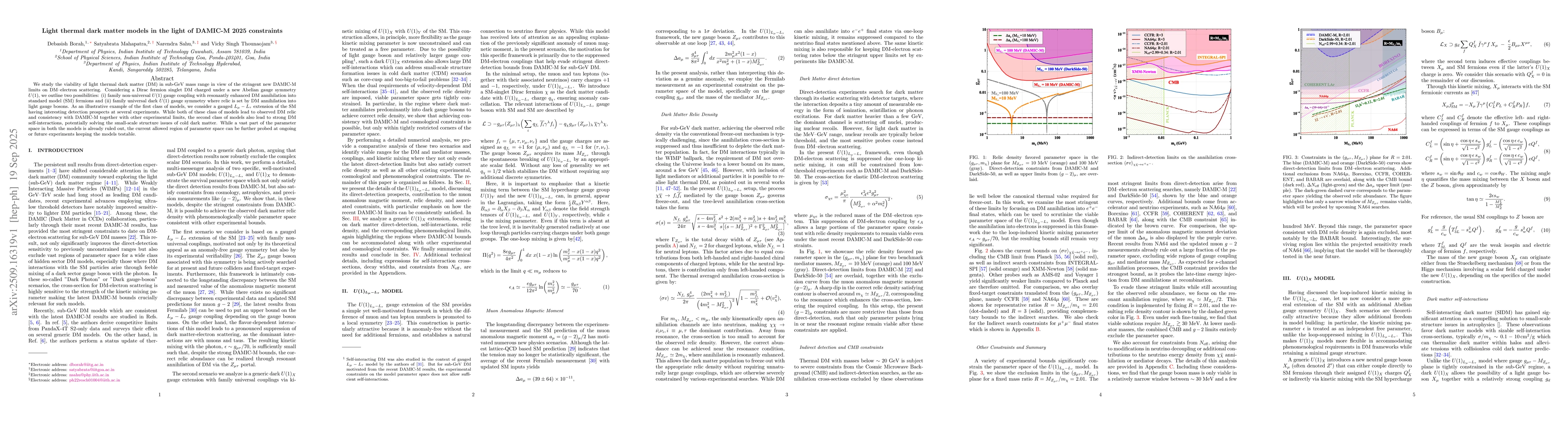 Thumbnail for Light thermal dark matter models in the light of DAMIC-M 2025
  constraints