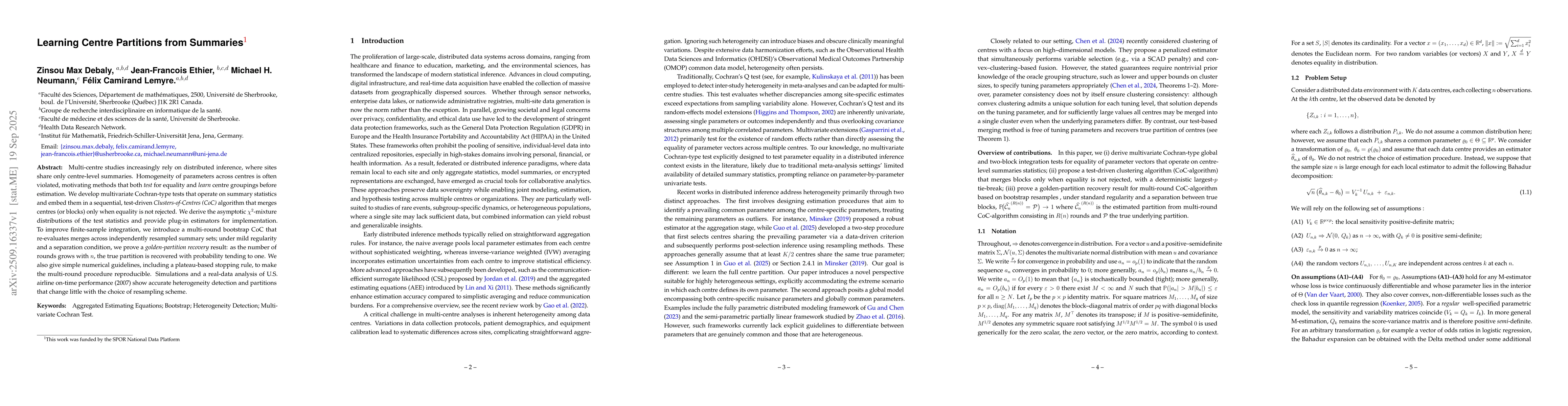 Thumbnail for Learning Centre Partitions from Summaries