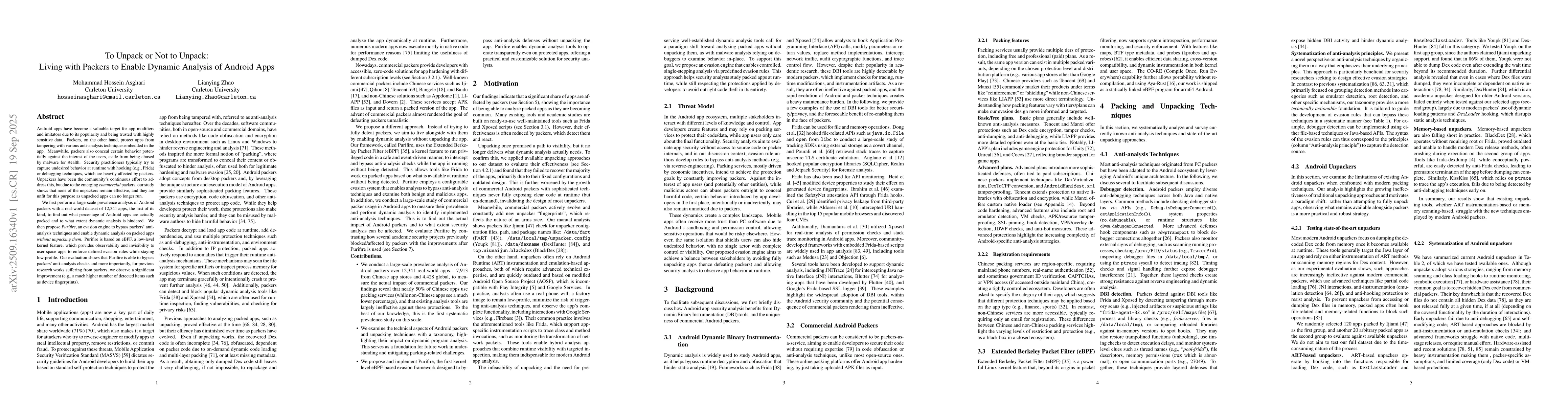 Thumbnail for To Unpack or Not to Unpack: Living with Packers to Enable Dynamic
  Analysis of Android Apps
