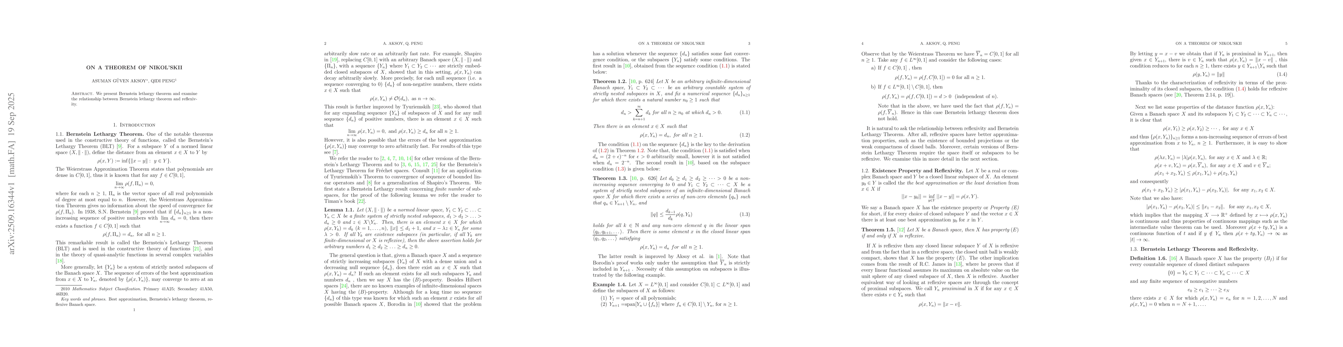 Thumbnail for On a theorem of Nikol'skii