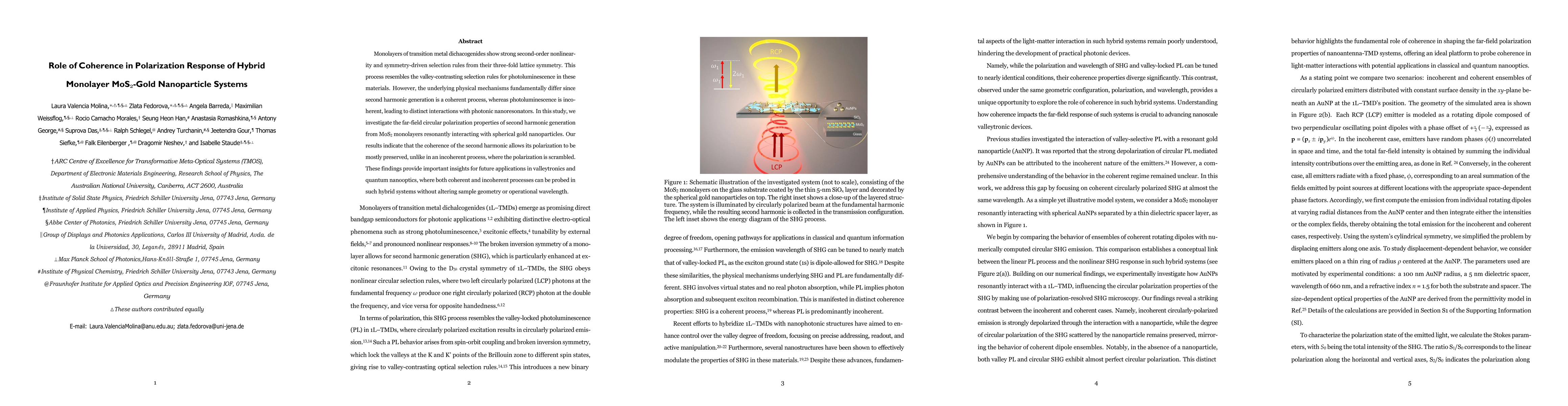 Thumbnail for Role of Coherence in Polarization Response of Hybrid Monolayer
  MoS$_2$-Gold Nanoparticle Systems