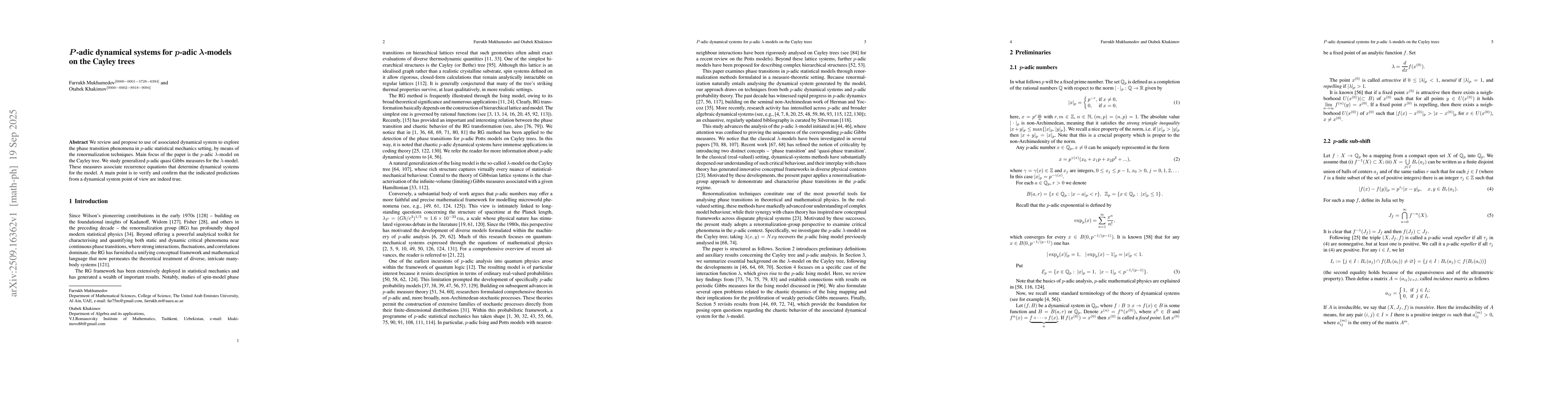 Thumbnail for p-adic dynamical systems for $p$-adic $λ$-models on the Cayley
  trees