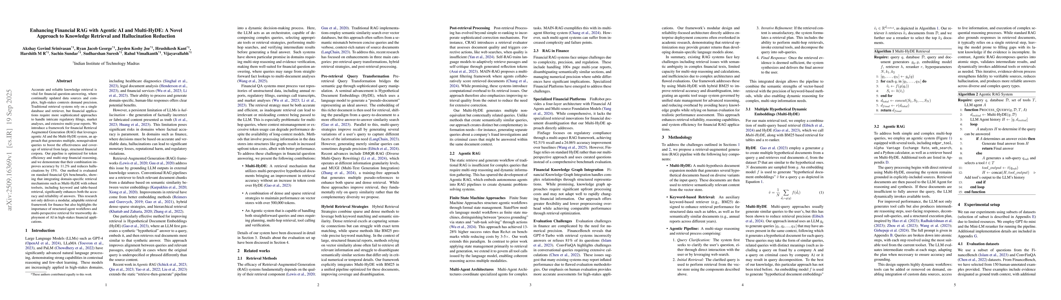 Thumbnail for Enhancing Financial RAG with Agentic AI and Multi-HyDE: A Novel Approach
  to Knowledge Retrieval and Hallucination Reduction