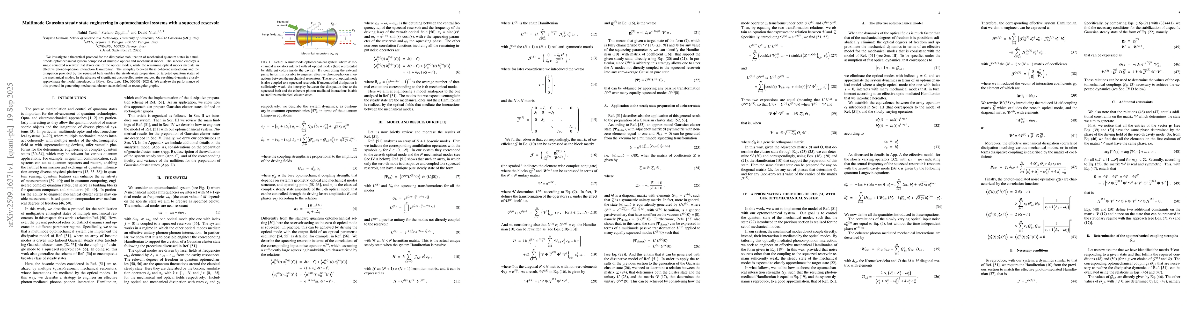 Thumbnail for Multimode Gaussian steady state engineering in optomechanical systems
  with a squeezed reservoir
