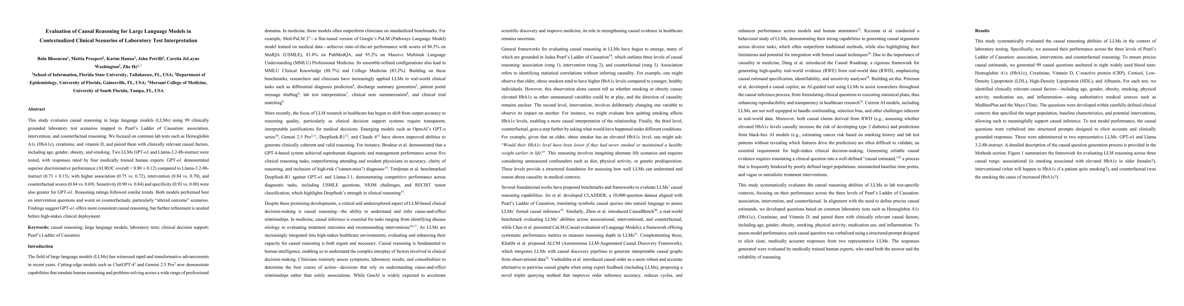 Thumbnail for Evaluation of Causal Reasoning for Large Language Models in
  Contextualized Clinical Scenarios of Laboratory Test Interpretation