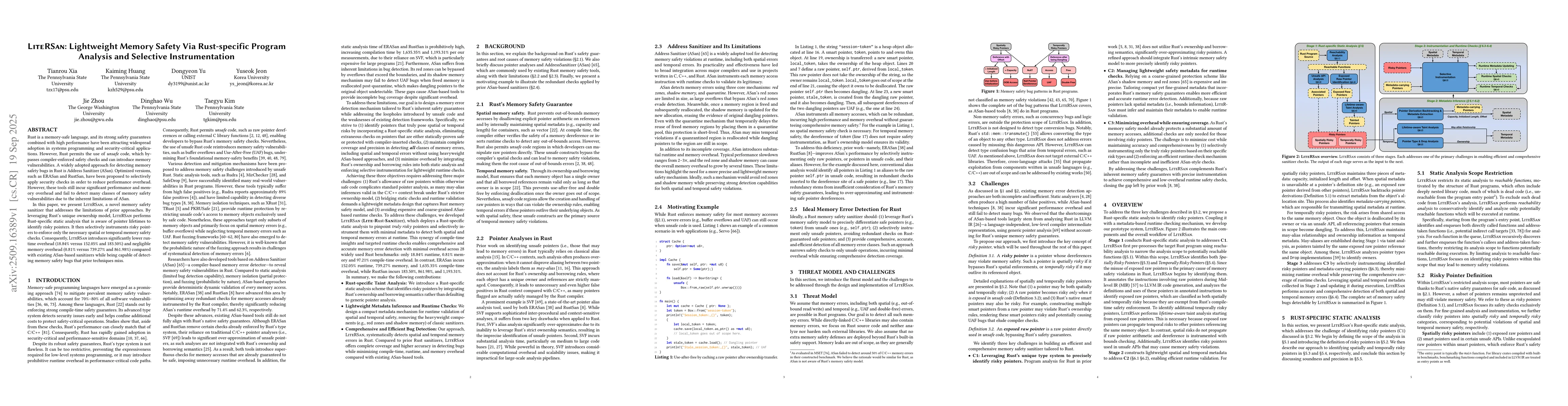 Thumbnail for LiteRSan: Lightweight Memory Safety Via Rust-specific Program Analysis
  and Selective Instrumentation