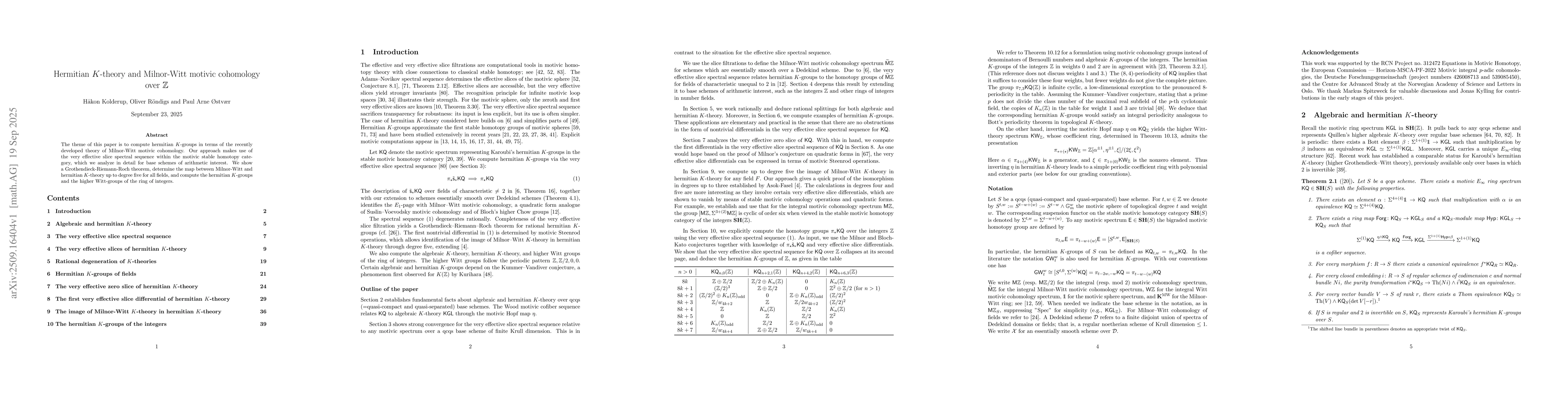 Thumbnail for Hermitian $K$-theory and Milnor-Witt motivic cohomology over $\mathbb Z$
