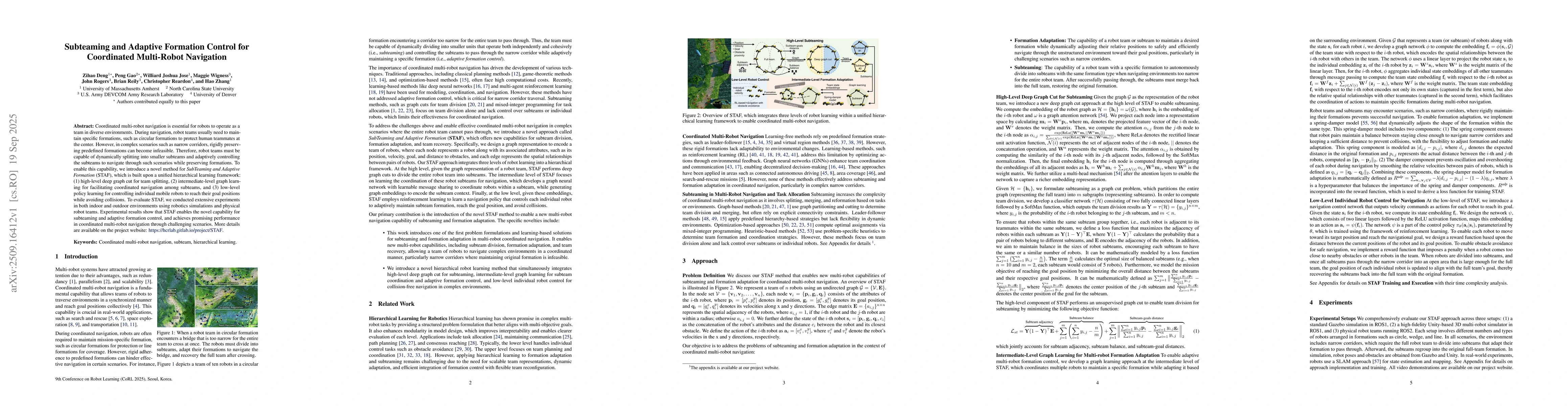 Thumbnail for Subteaming and Adaptive Formation Control for Coordinated Multi-Robot
  Navigation