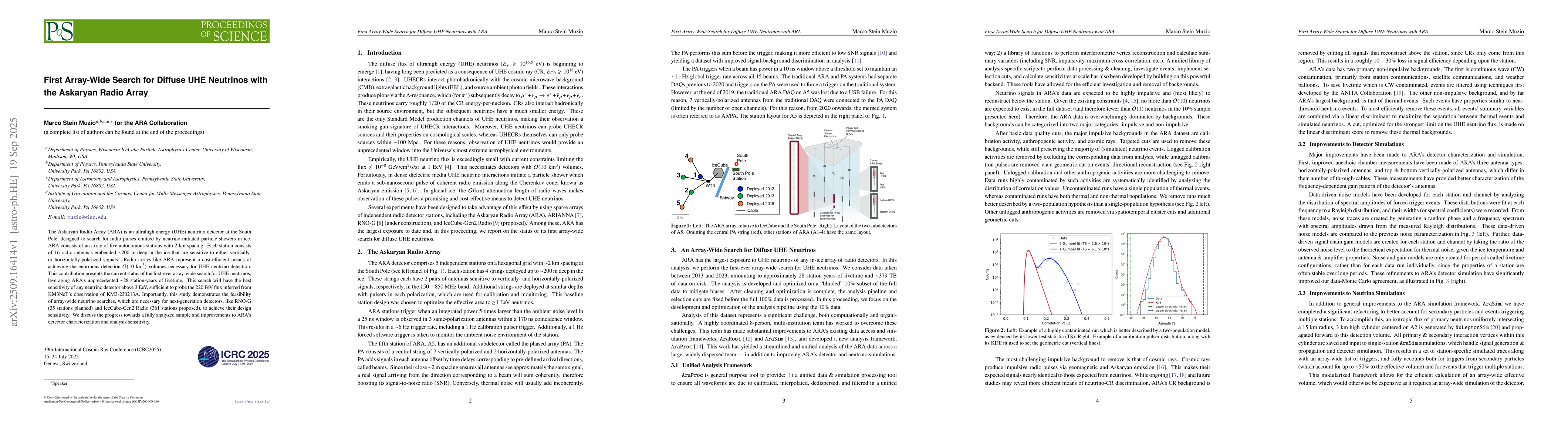 Thumbnail for First Array-Wide Search for Diffuse UHE Neutrinos with the Askaryan
  Radio Array