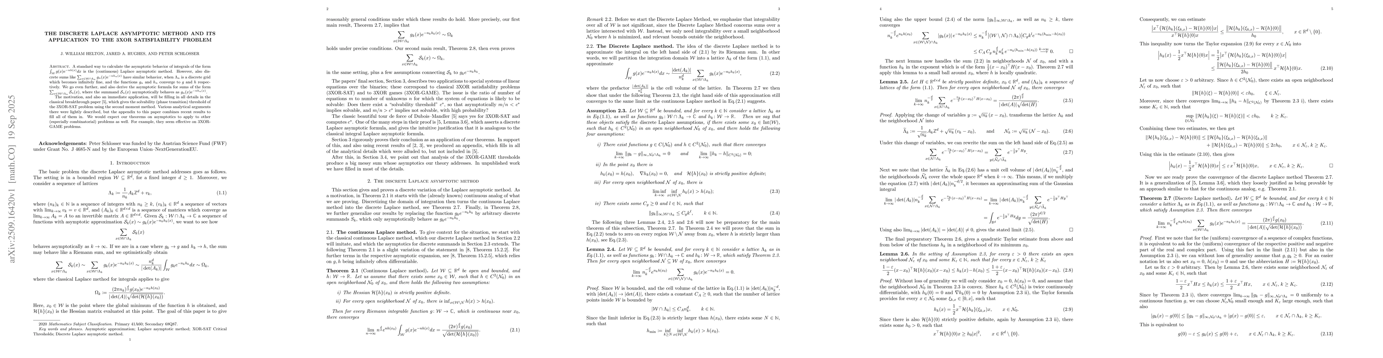 Thumbnail for The discrete Laplace asymptotic method and its application to the 3XOR
  satisfiability problem