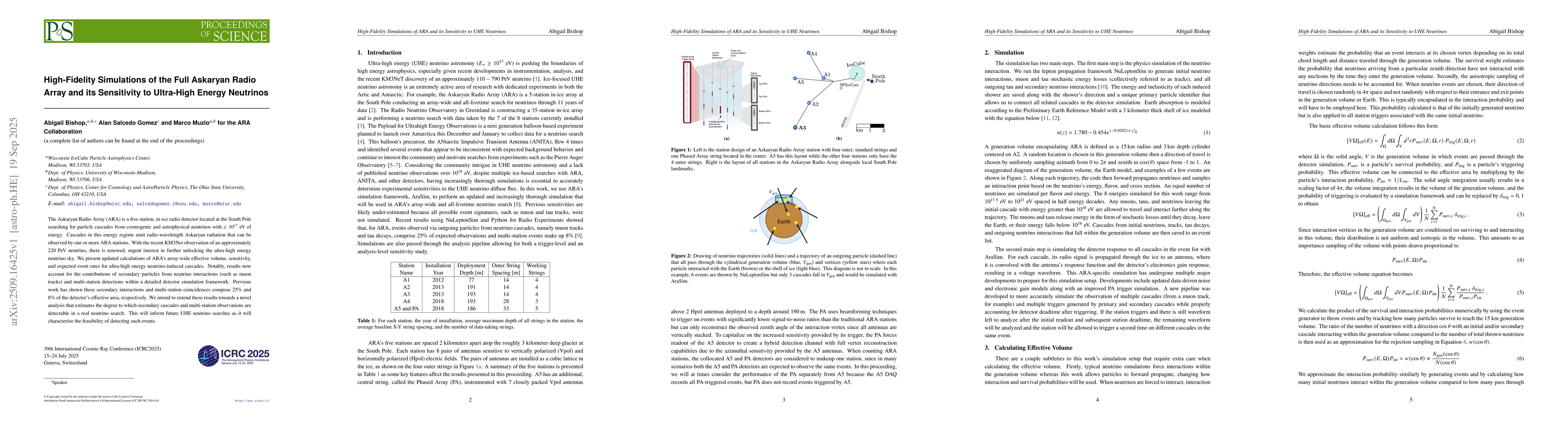 Thumbnail for High-Fidelity Simulations of the Full Askaryan Radio Array and its
  Sensitivity to Ultra-High Energy Neutrinos