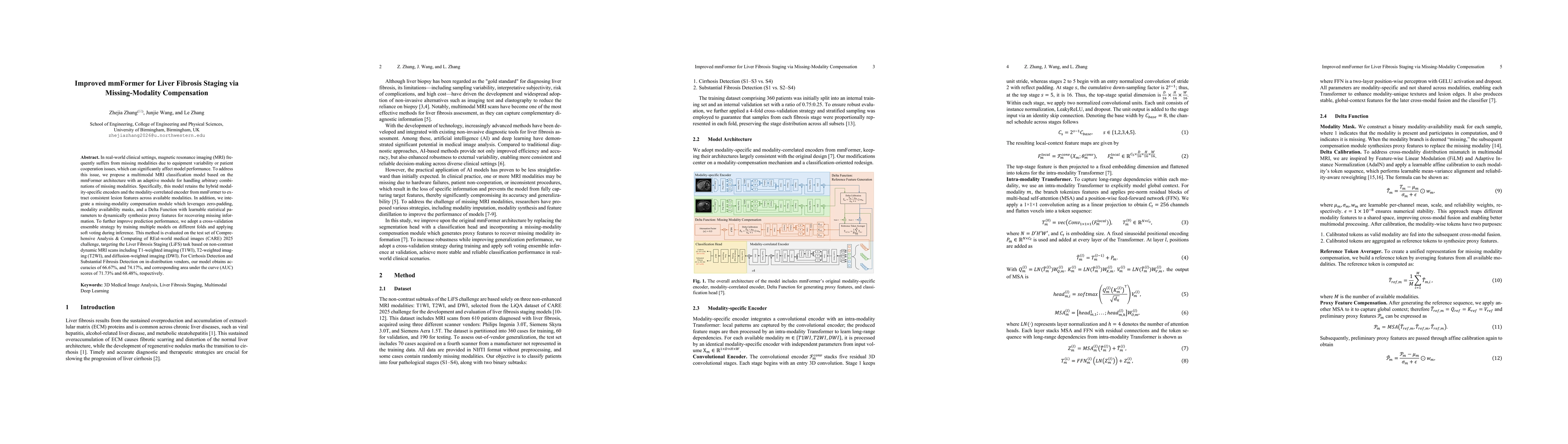 Thumbnail for Improved mmFormer for Liver Fibrosis Staging via Missing-Modality
  Compensation