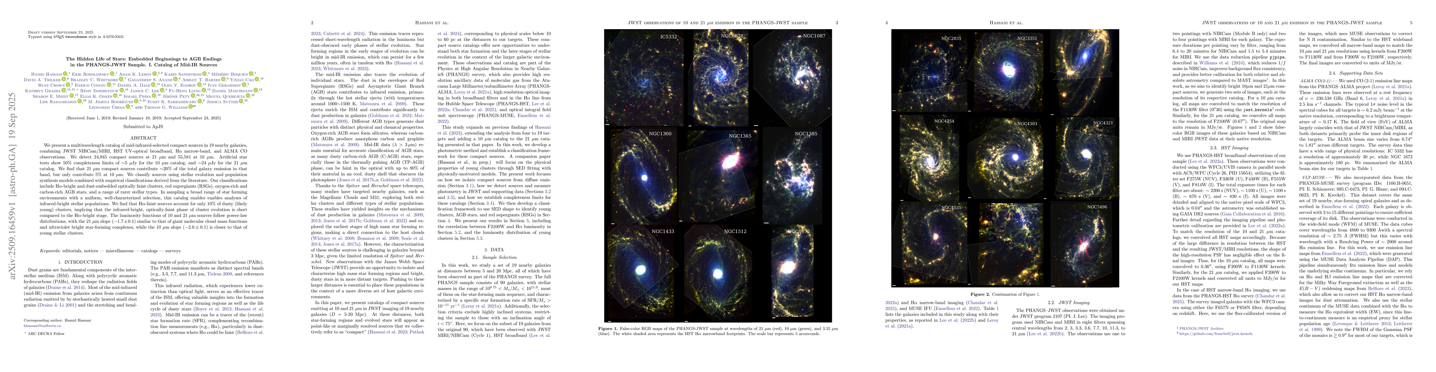 Thumbnail for The Hidden Life of Stars: Embedded Beginnings to AGB Endings in the
  PHANGS-JWST Sample. I. Catalog of Mid-IR Sources