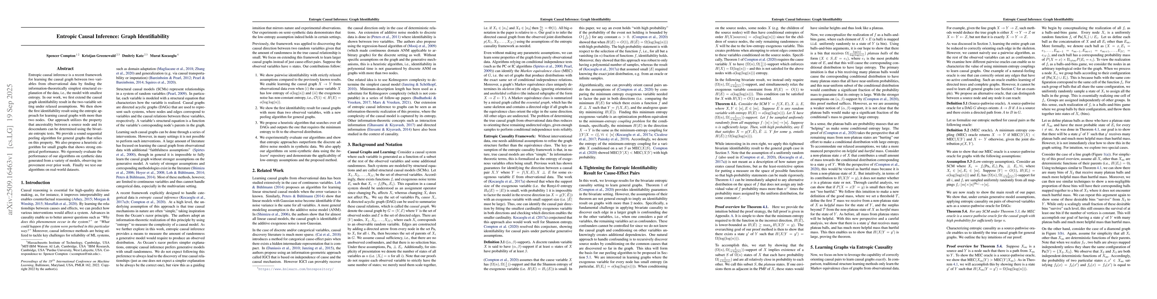 Thumbnail for Entropic Causal Inference: Graph Identifiability