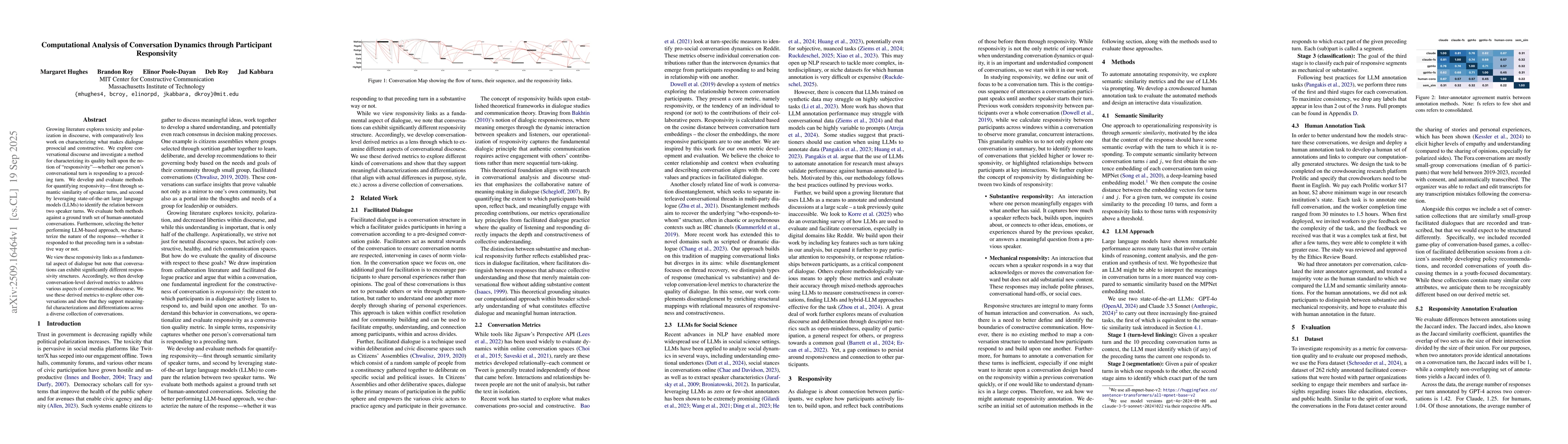 Thumbnail for Computational Analysis of Conversation Dynamics through Participant
  Responsivity