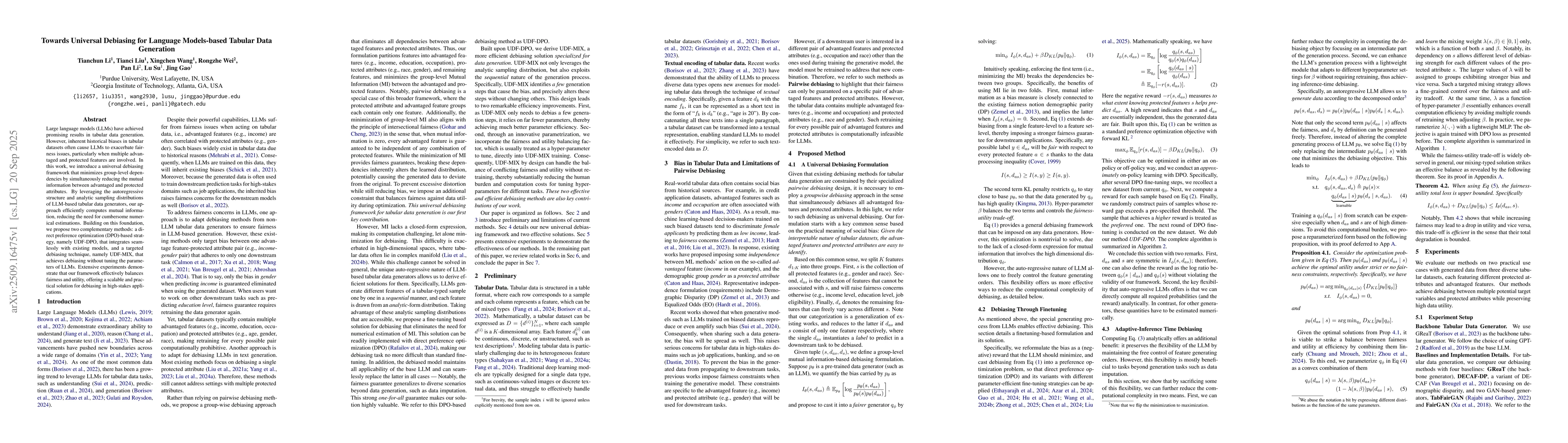 Thumbnail for Towards Universal Debiasing for Language Models-based Tabular Data
  Generation
