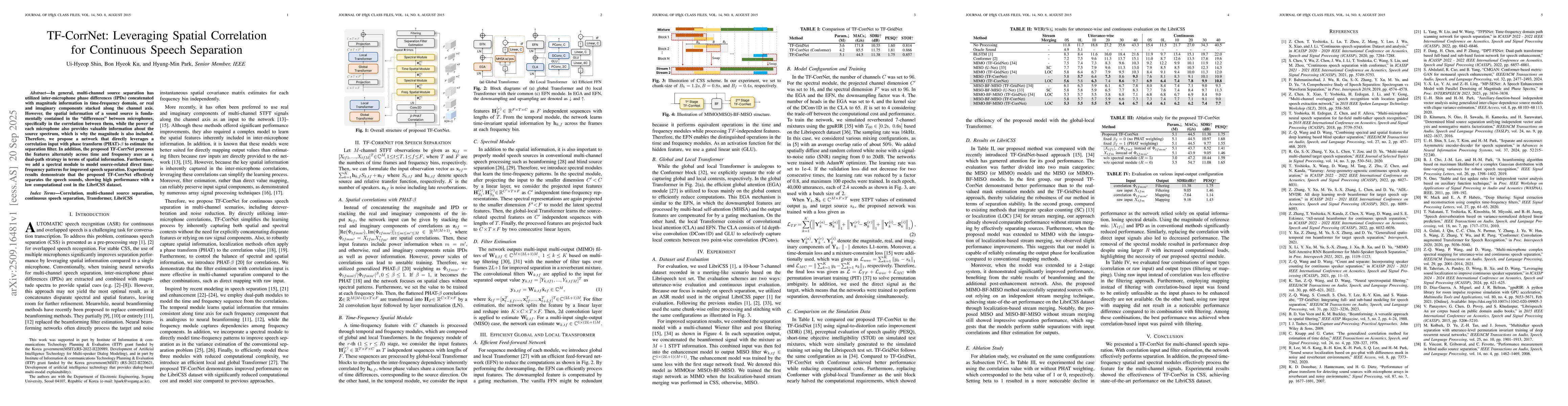 Thumbnail for TF-CorrNet: Leveraging Spatial Correlation for Continuous Speech
  Separation