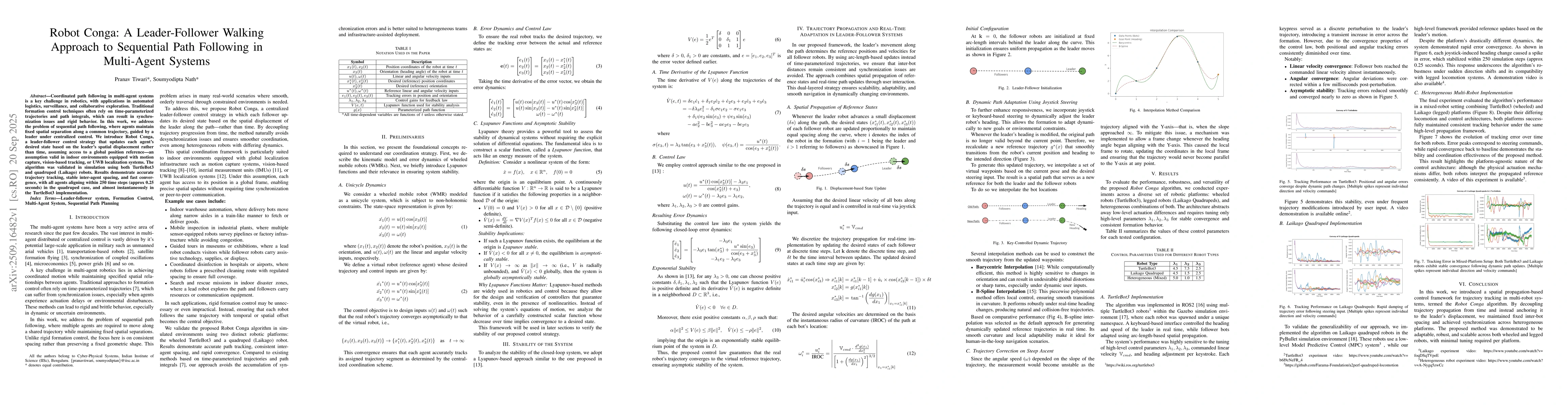 Thumbnail for Robot Conga: A Leader-Follower Walking Approach to Sequential Path
  Following in Multi-Agent Systems