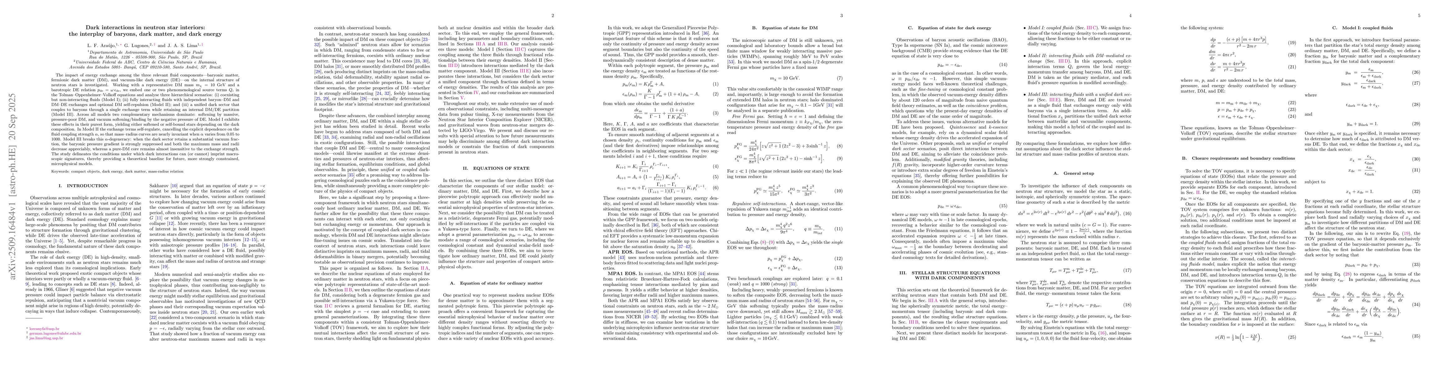 Thumbnail for Dark interactions in neutron star interiors: the interplay of baryons,
  dark matter, and dark energy