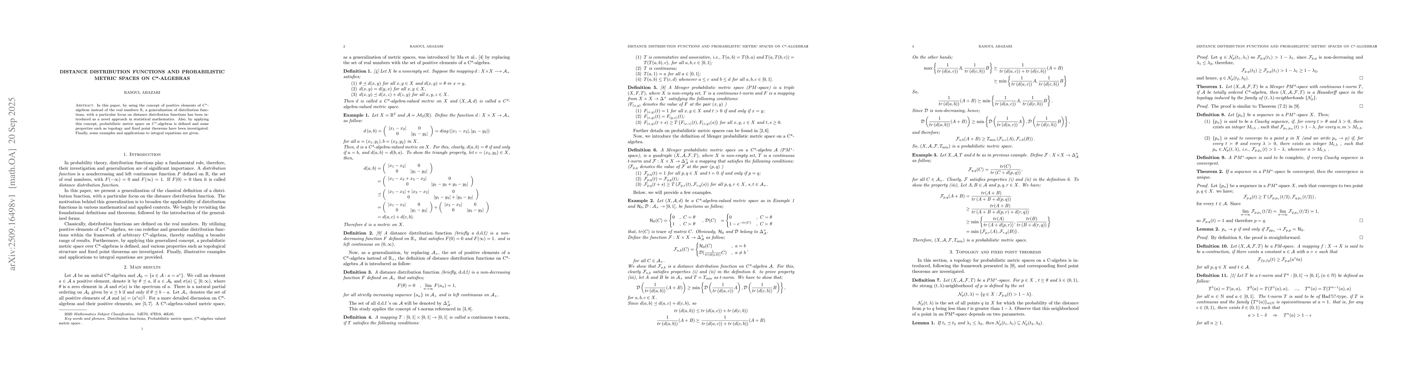 Thumbnail for Distance Distribution Functions and Probabilistic Metric Spaces on
  C*-algebras