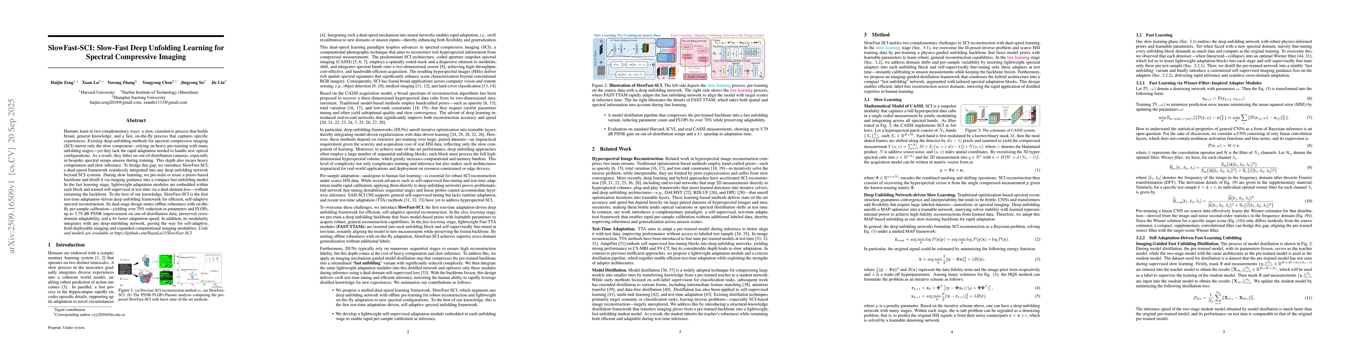 Thumbnail for SlowFast-SCI: Slow-Fast Deep Unfolding Learning for Spectral Compressive
  Imaging