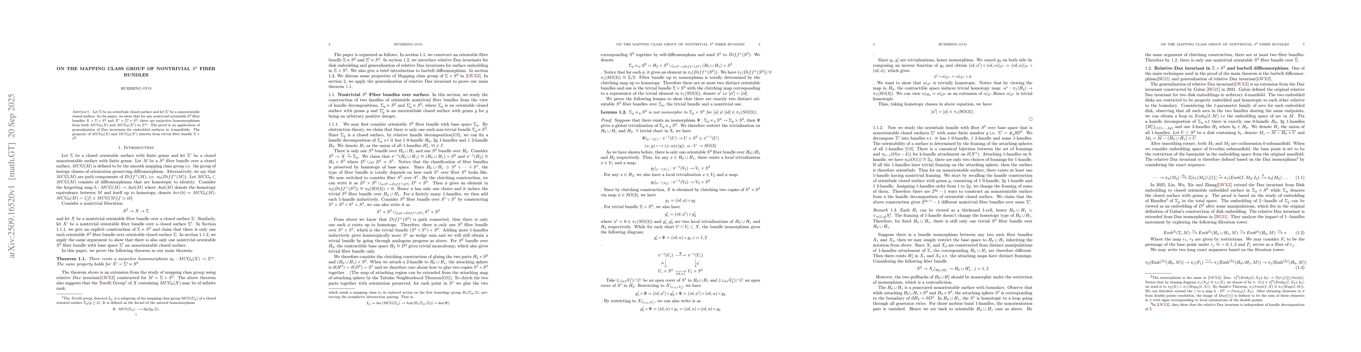 Thumbnail for On the Mapping class group of nontrivial $S^2$ fiber bundles