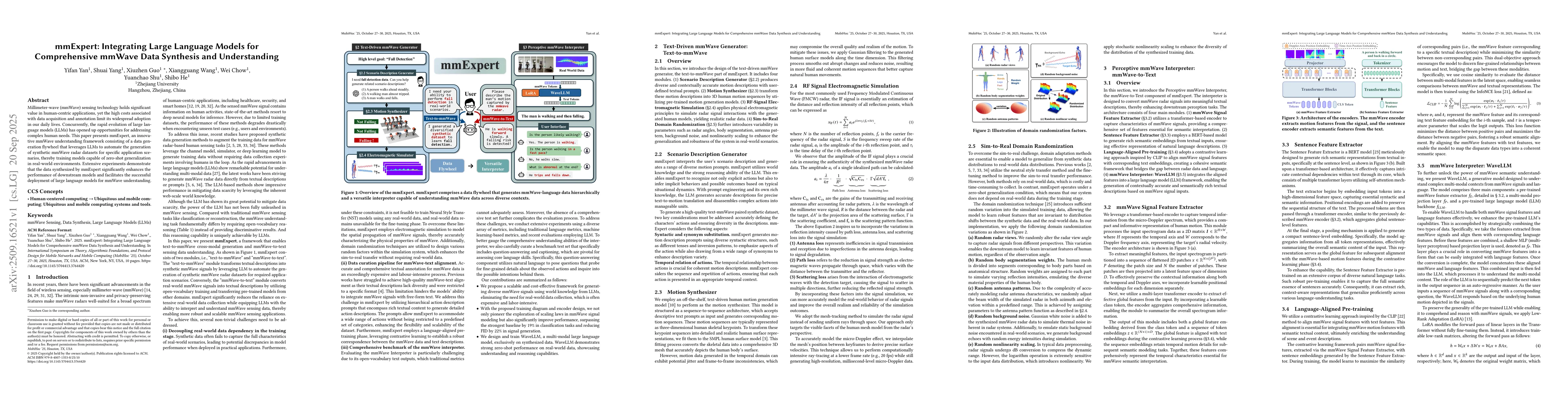 Thumbnail for mmExpert: Integrating Large Language Models for Comprehensive mmWave
  Data Synthesis and Understanding