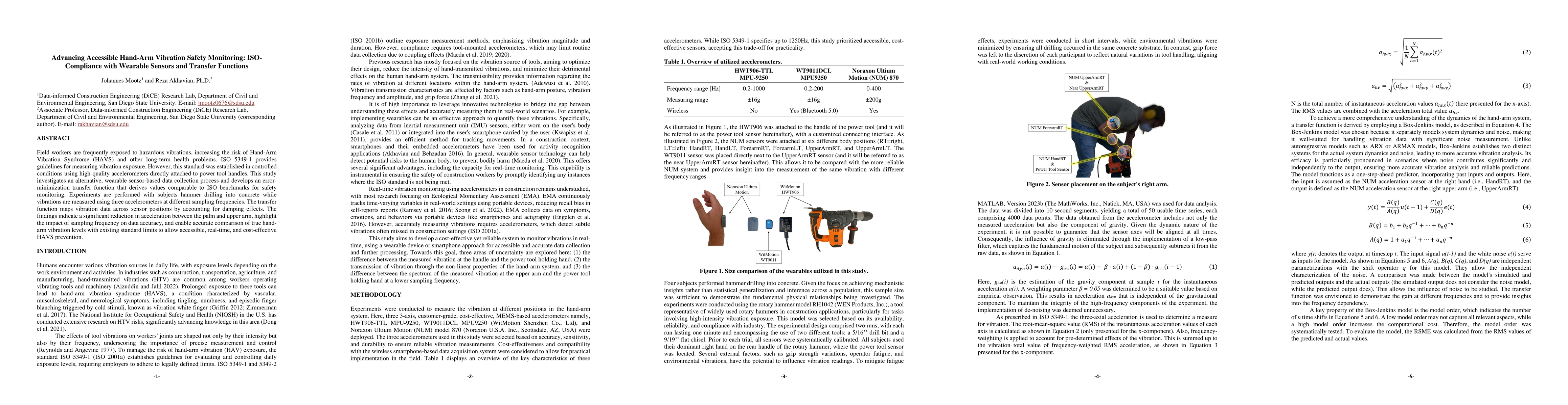 Thumbnail for Advancing Accessible Hand-Arm Vibration Safety Monitoring:
  ISO-Compliance with Wearable Sensors and Transfer Functions